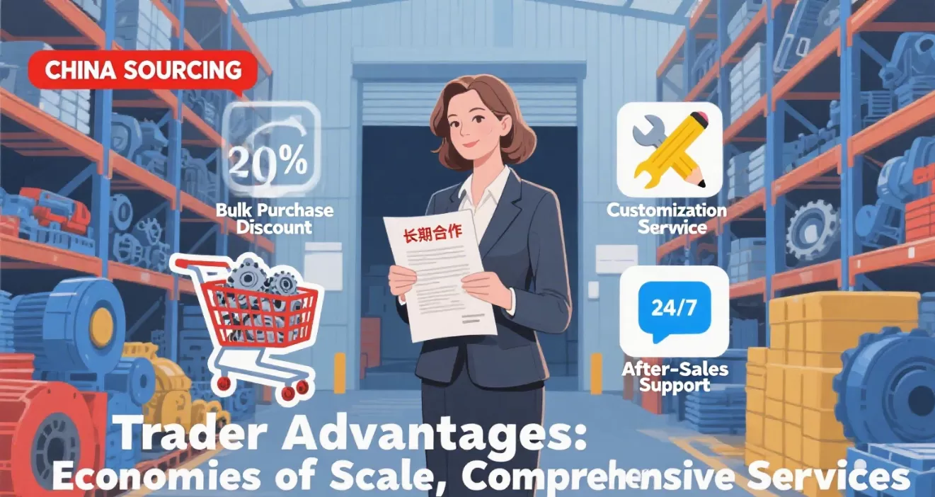 China sourcing offers traders economies of scale, comprehensive services (20% bulk discount, customization, 24/7 support) for long - term cooperation